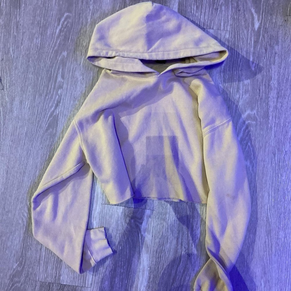 Beige Cropped Hoodie